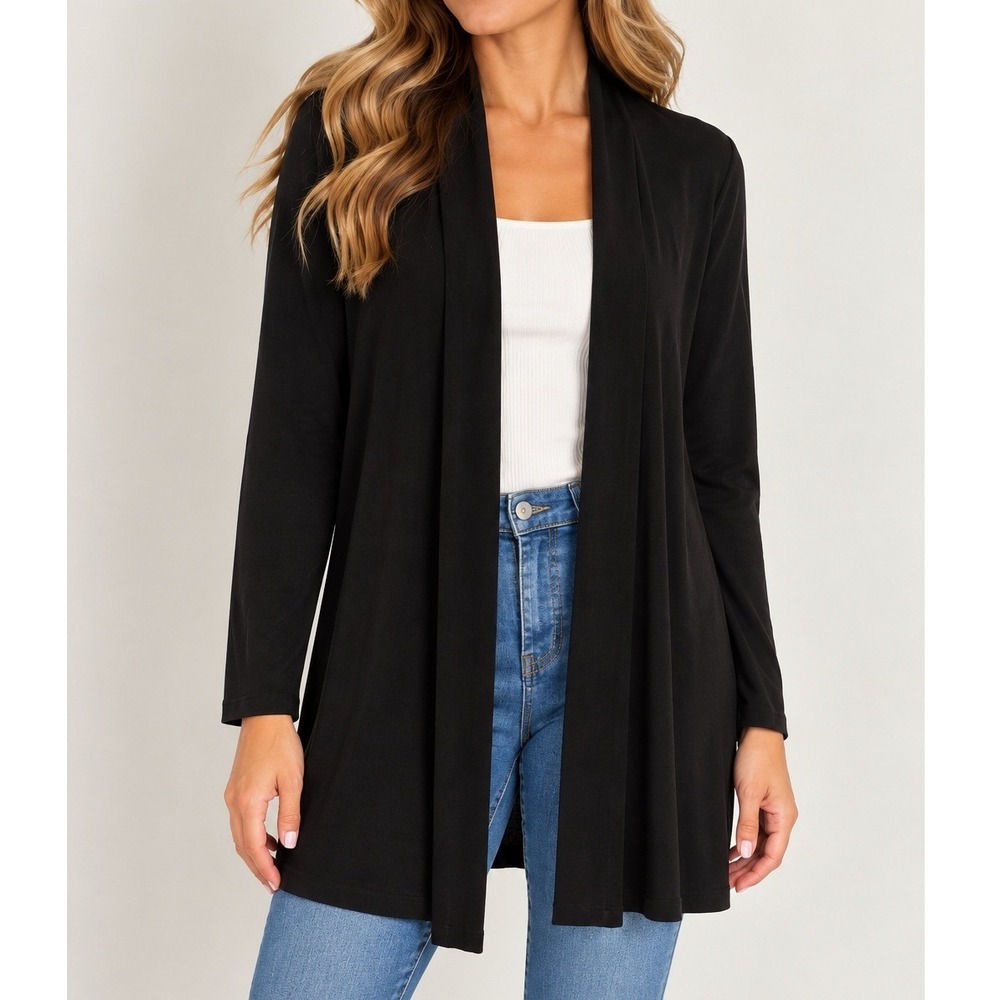 Eileen Fisher Wool Longline Cardigan Quiet Luxury Old Money Dark Academia Career
